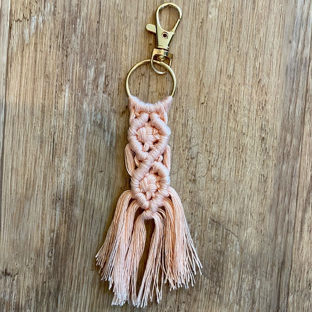 Pink Macrame Keychain